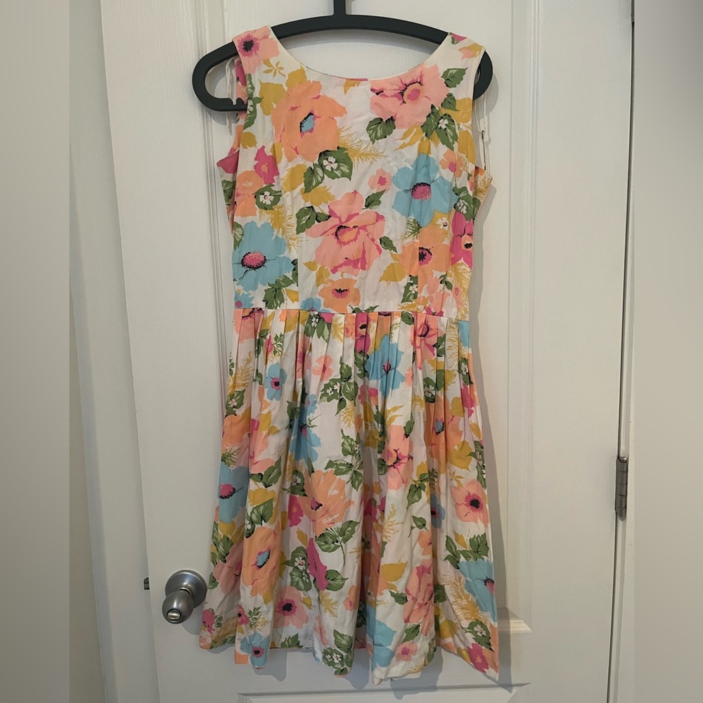 Vintage Pink and Orange Sleeveless Sundress Wedding Guest